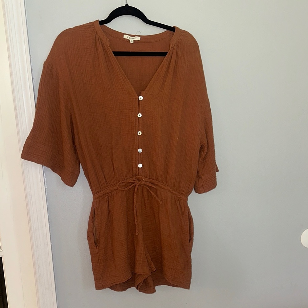 Z-Supply Rust/Brown Button-Front Romper